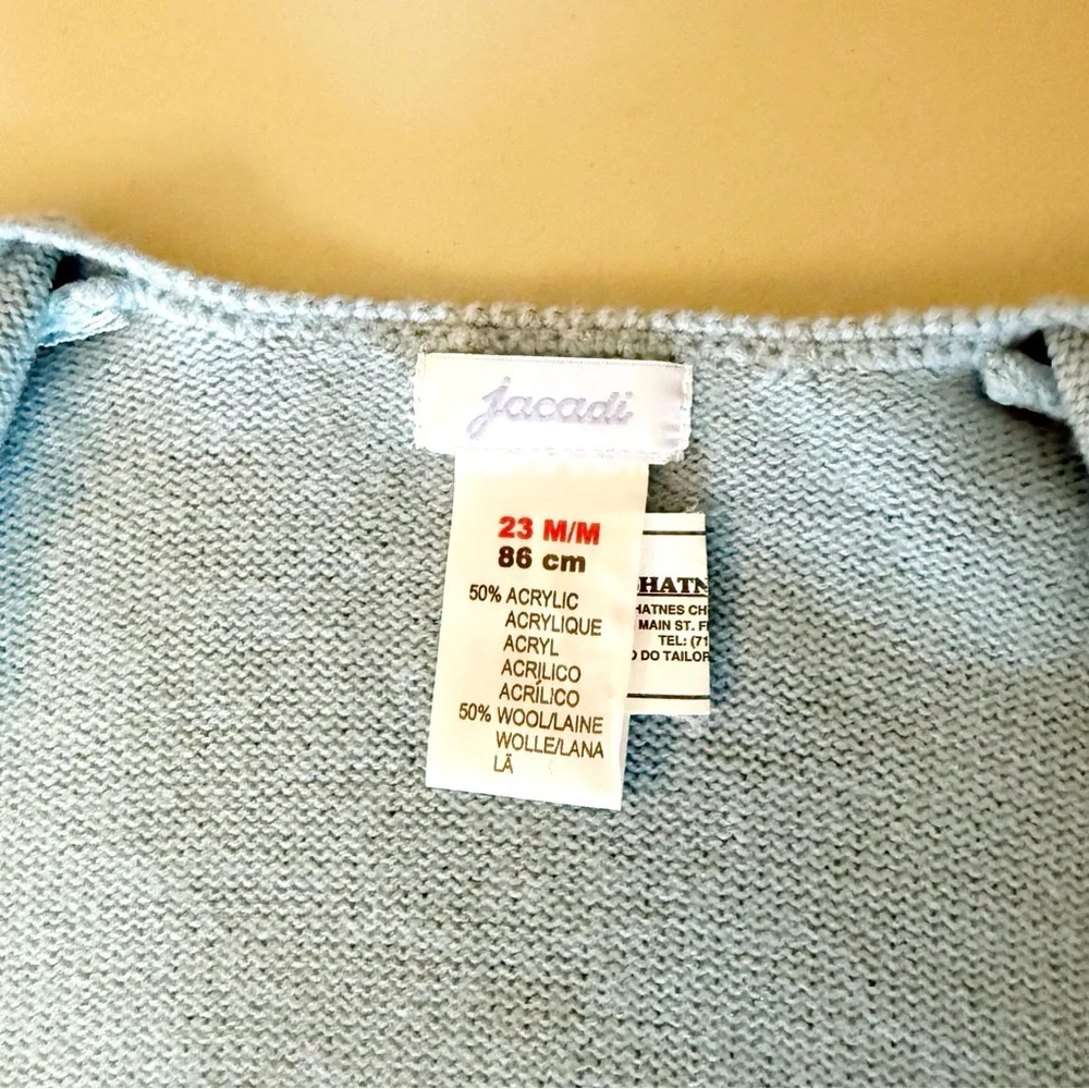 Vintage Jacadi NWOT Girls Wool Blend Blue Cardigan size 18-24 months Embroidered - Picture 7 of 14